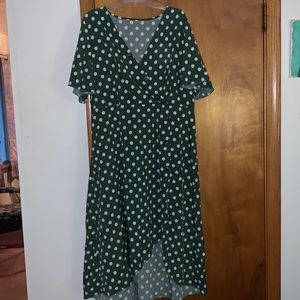 3XL Green and white polka dot. SHEIN High-low dress